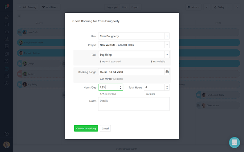 convert ghost booking team