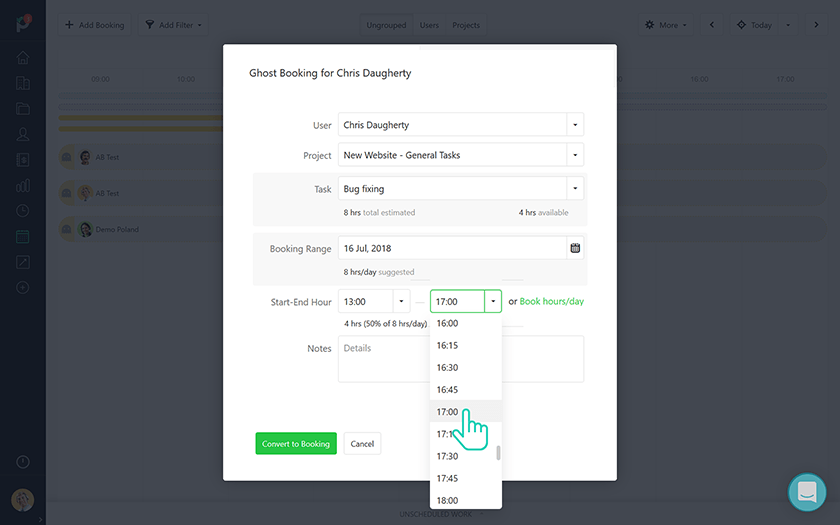 hourly booking team