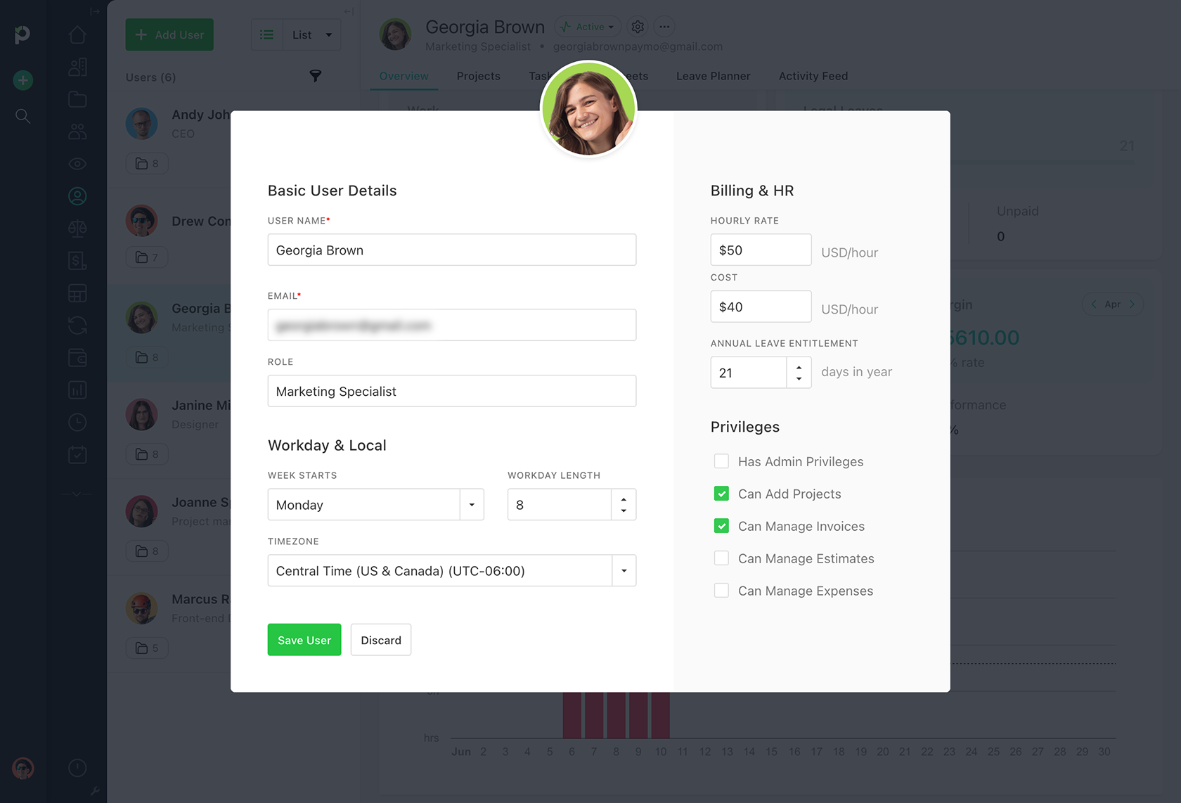 User Internal Cost