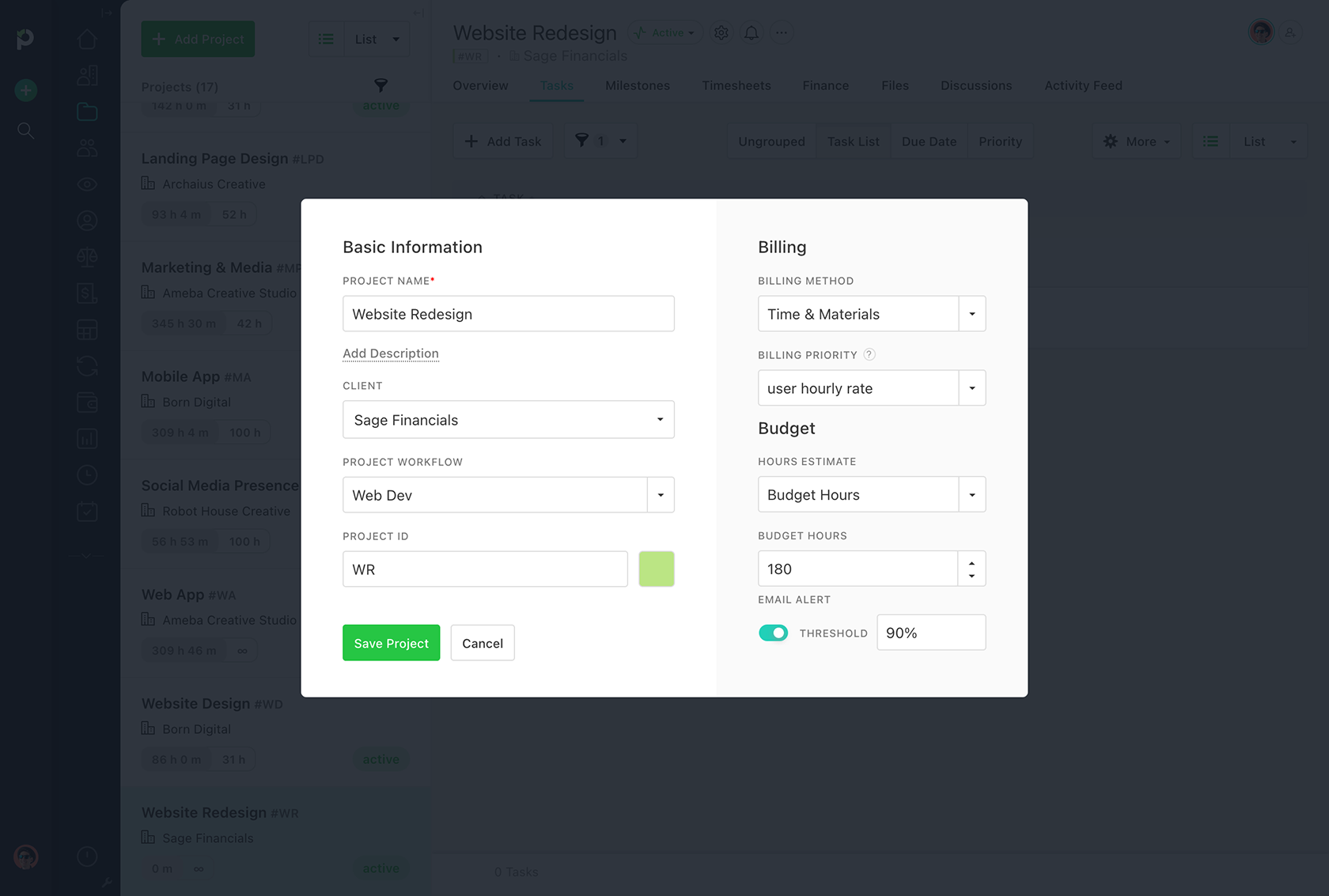 Project billing
